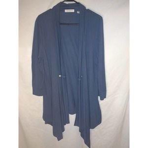 Liz Claiborne Open Front Cardigan Long Sleeve Blue- Large Excellent Condition
